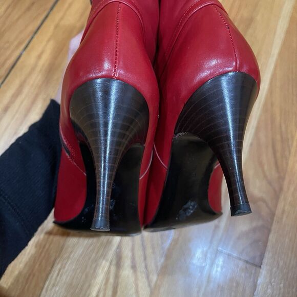 Cole Haan City Red Leather Pointed Toe Ankle Boots Kitten Heel Womens Size 6 EUC - Picture 15 of 16